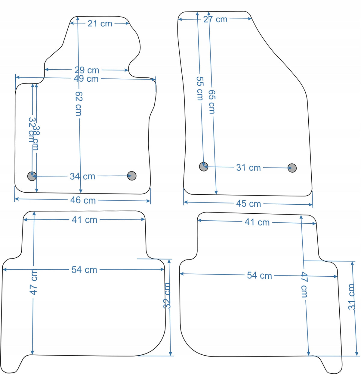 VW Touran 2003-2015r. Black Velour Rugs - Economy. Manufacturer Aldos