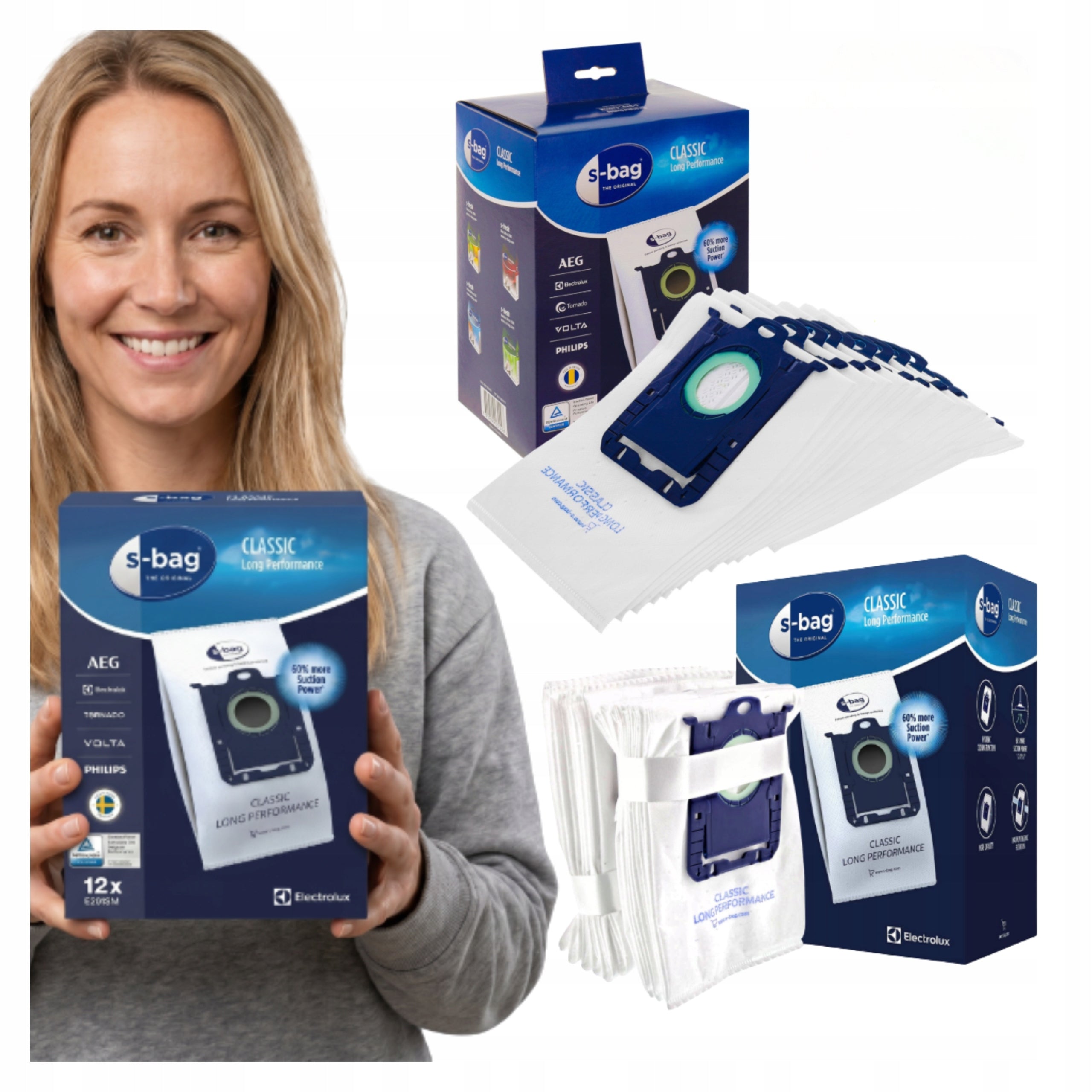 Vacuum Cleaner Bags Electrolux S Bag Classic Long Performance E201SM 12pcs