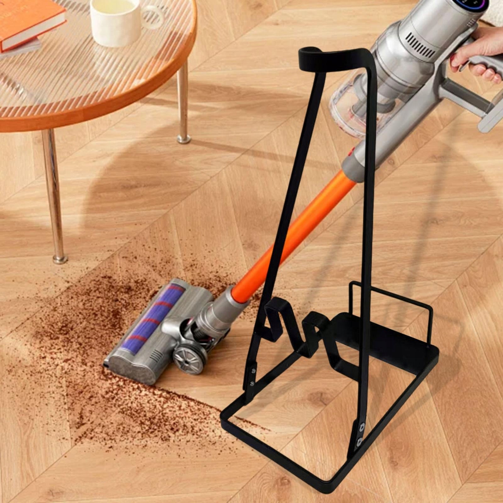 Vacuum Cleaner Holder, Metal Holder, Organizer, Freestanding Shelf, Black Series universal