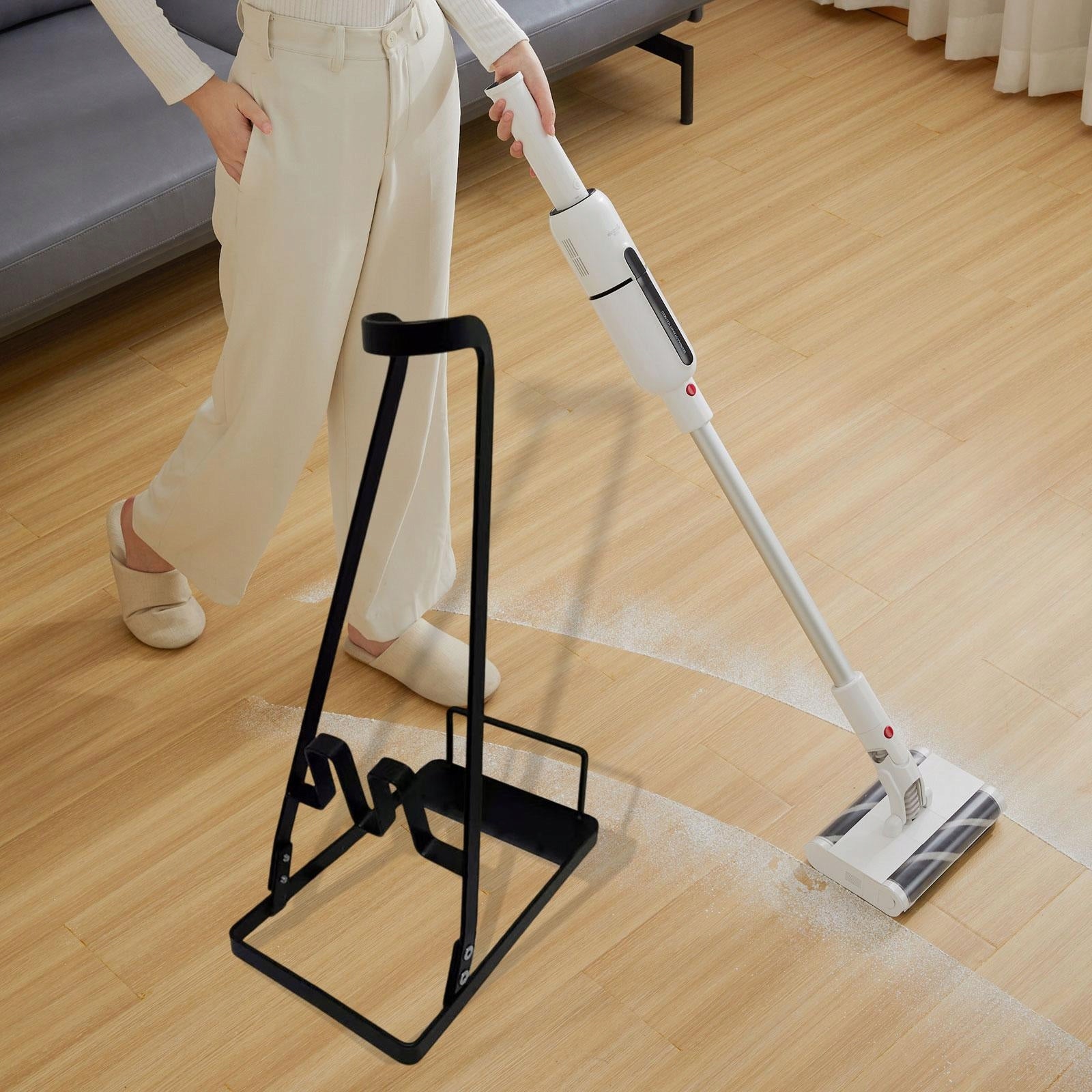 Vacuum Cleaner Stand Universal Freestanding Bracket Space Saving Black Product weight with unit packaging 0.872 kg