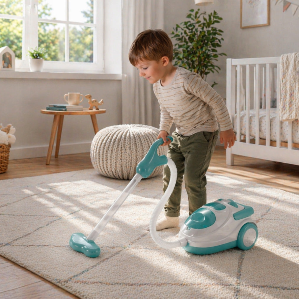 Vacuum Cleaner Toy Kids Household Appliances LED Sound Realistic Working Gift Packaging status original