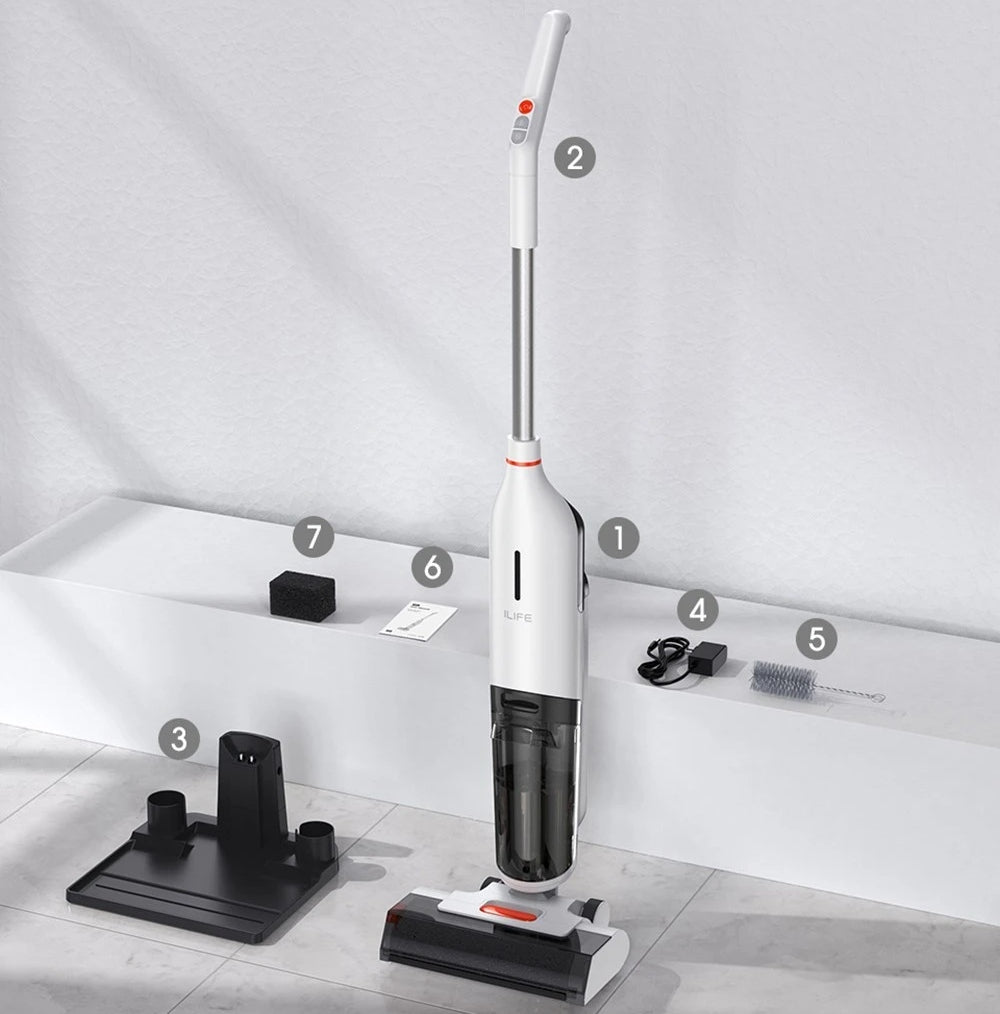 Vacuum Cleaner Vertical Mop iLife W90 White Washing Mop Wireless Dust container volume 0.5 l