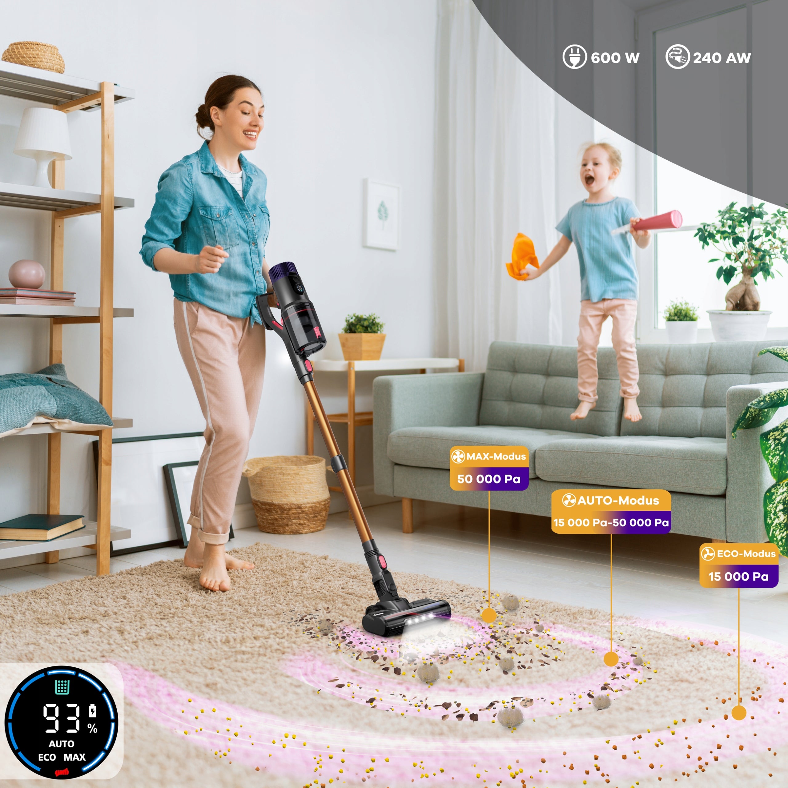 Vacuum Cleaner Wireless Vertical Handheld VOKSAR V11 5in1 LED 600W POWERFUL HEPA Packaging status original