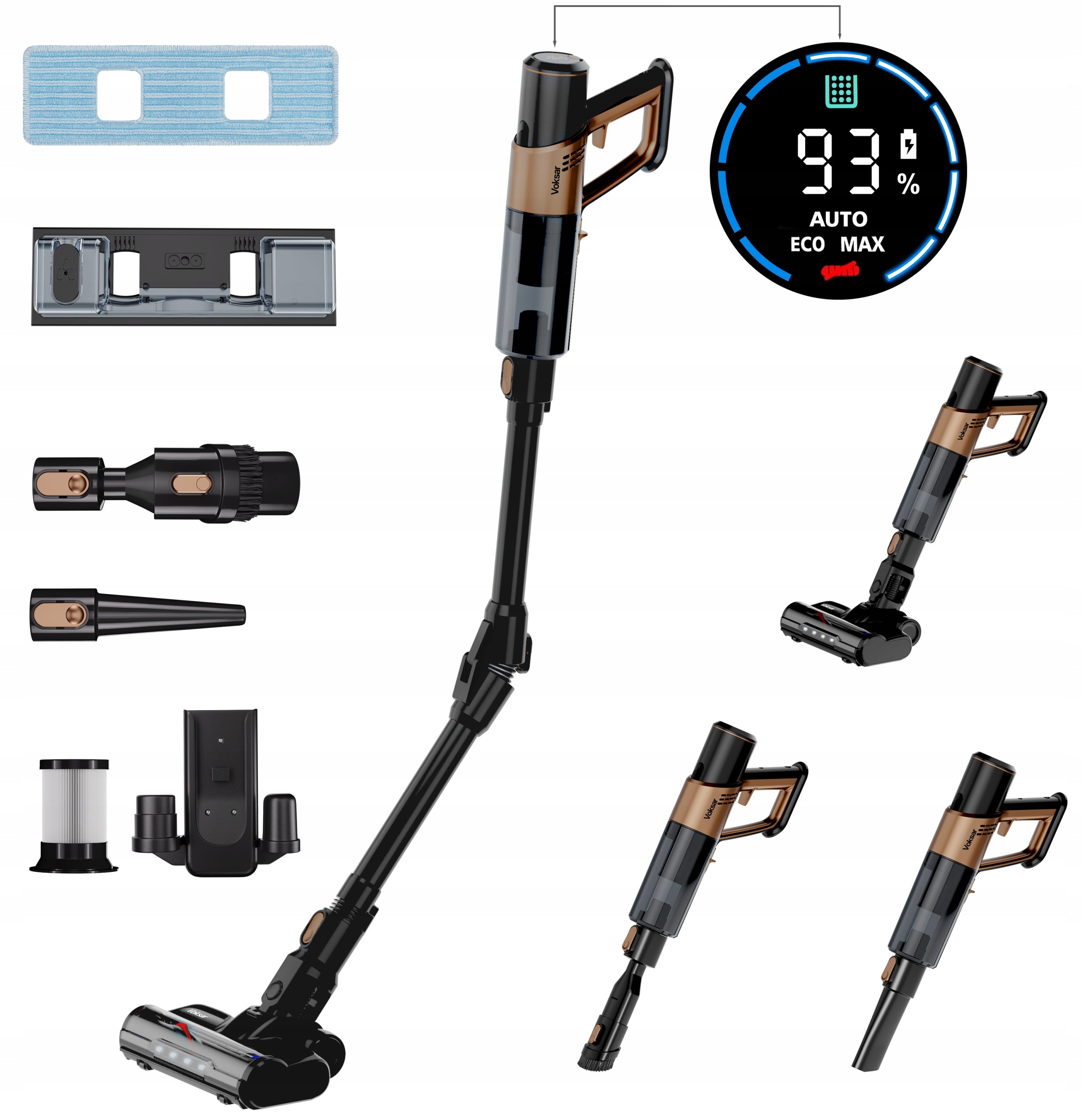 Vacuum Cleaner Wireless Vertical Mopping Washing VOKSAR S11 PRO MOP 5in1 LED