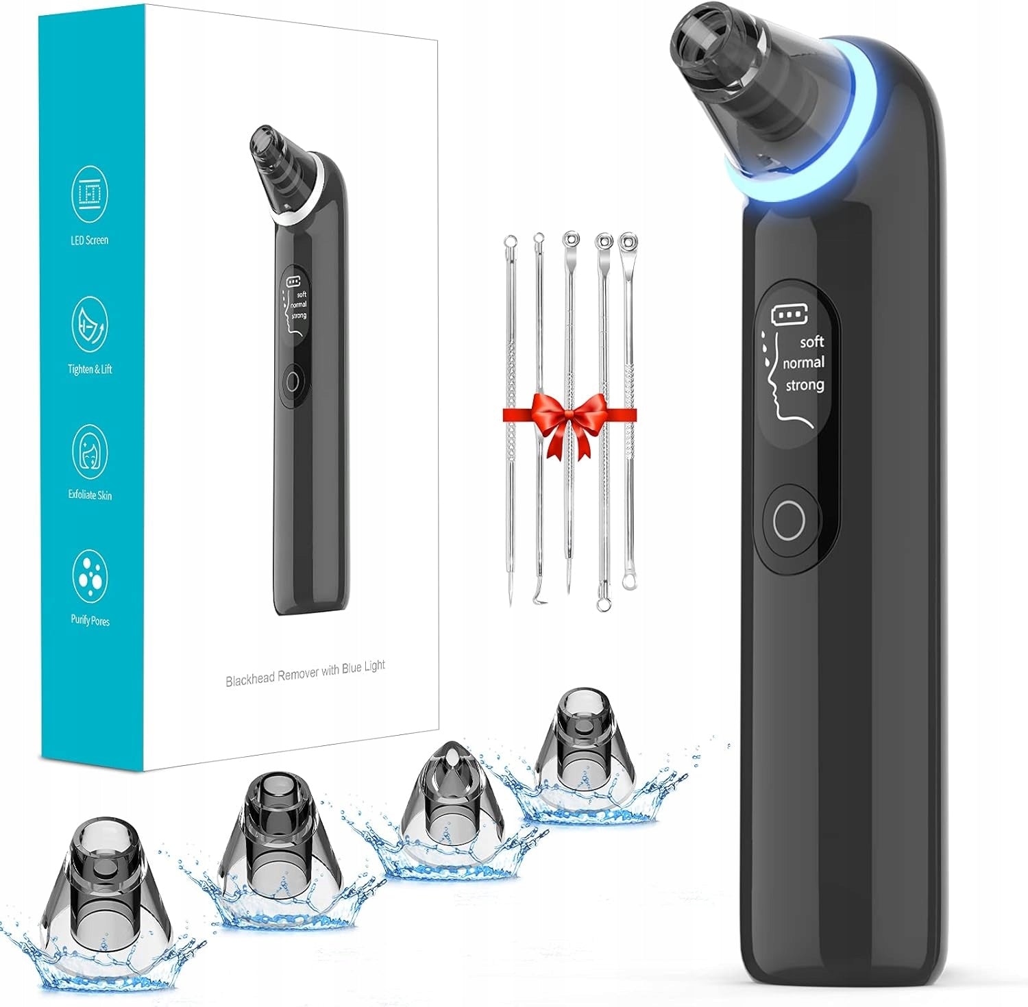 Vacuum Cleaner for LED Blackheads 3 Modes 4 Tips USB Pore Cleaner