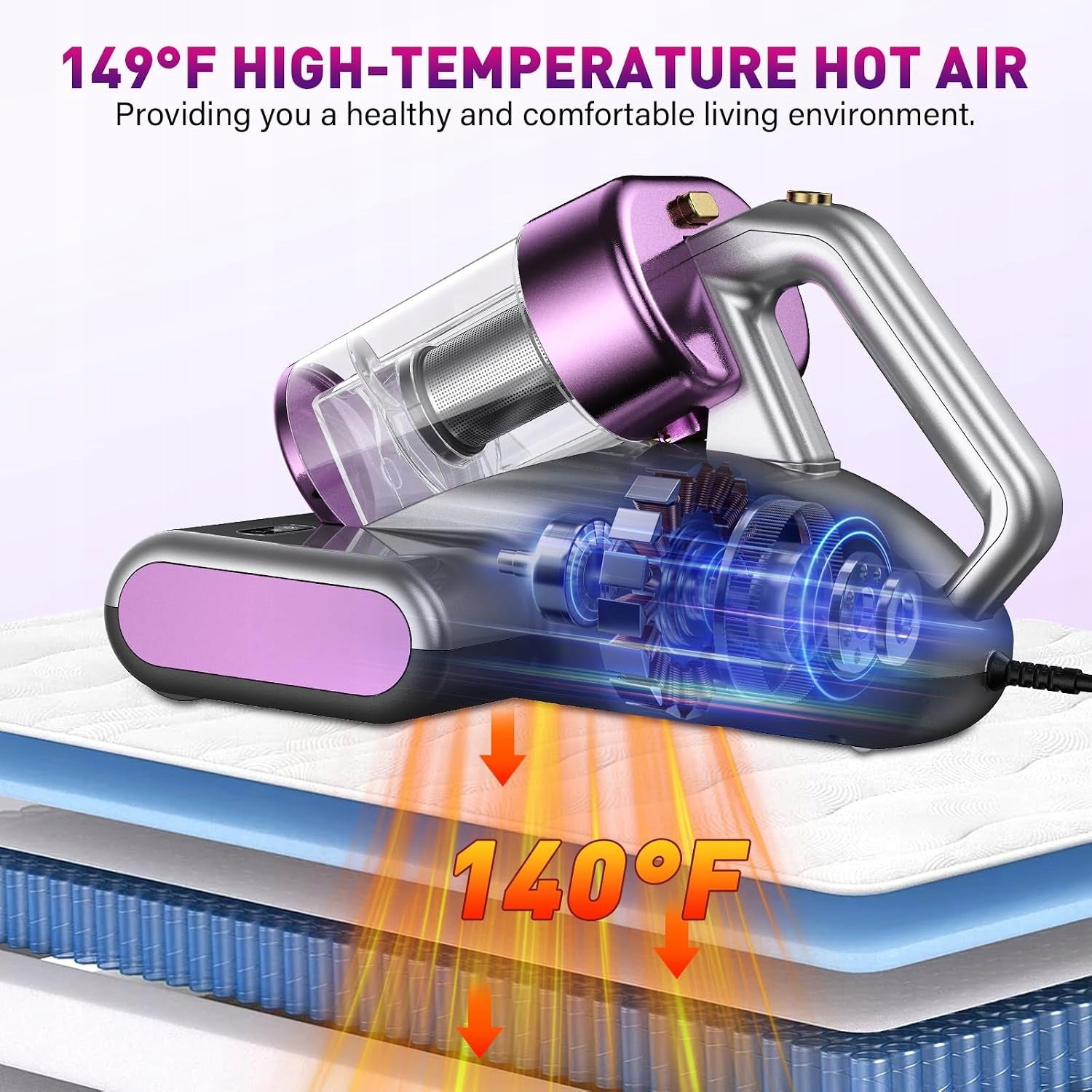 Vacuum Cleaner for Mattress Mites UV Lamp 16kPa 500W removes 99,9% of allergens Packaging status original