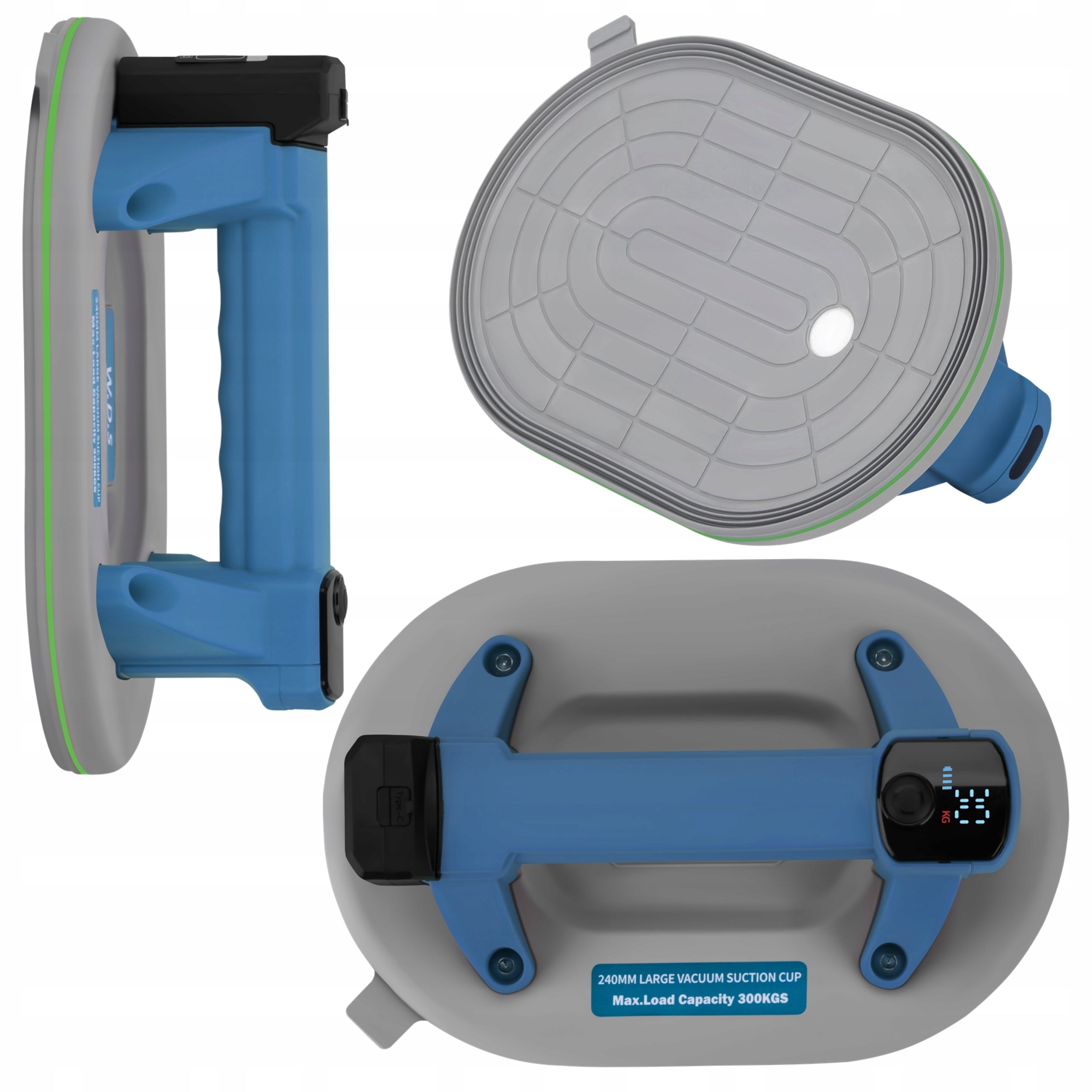 Vacuum Suction Cup Cordless Window Holder 240 mm 300 Kg LCD W.D.S. Packaging status original