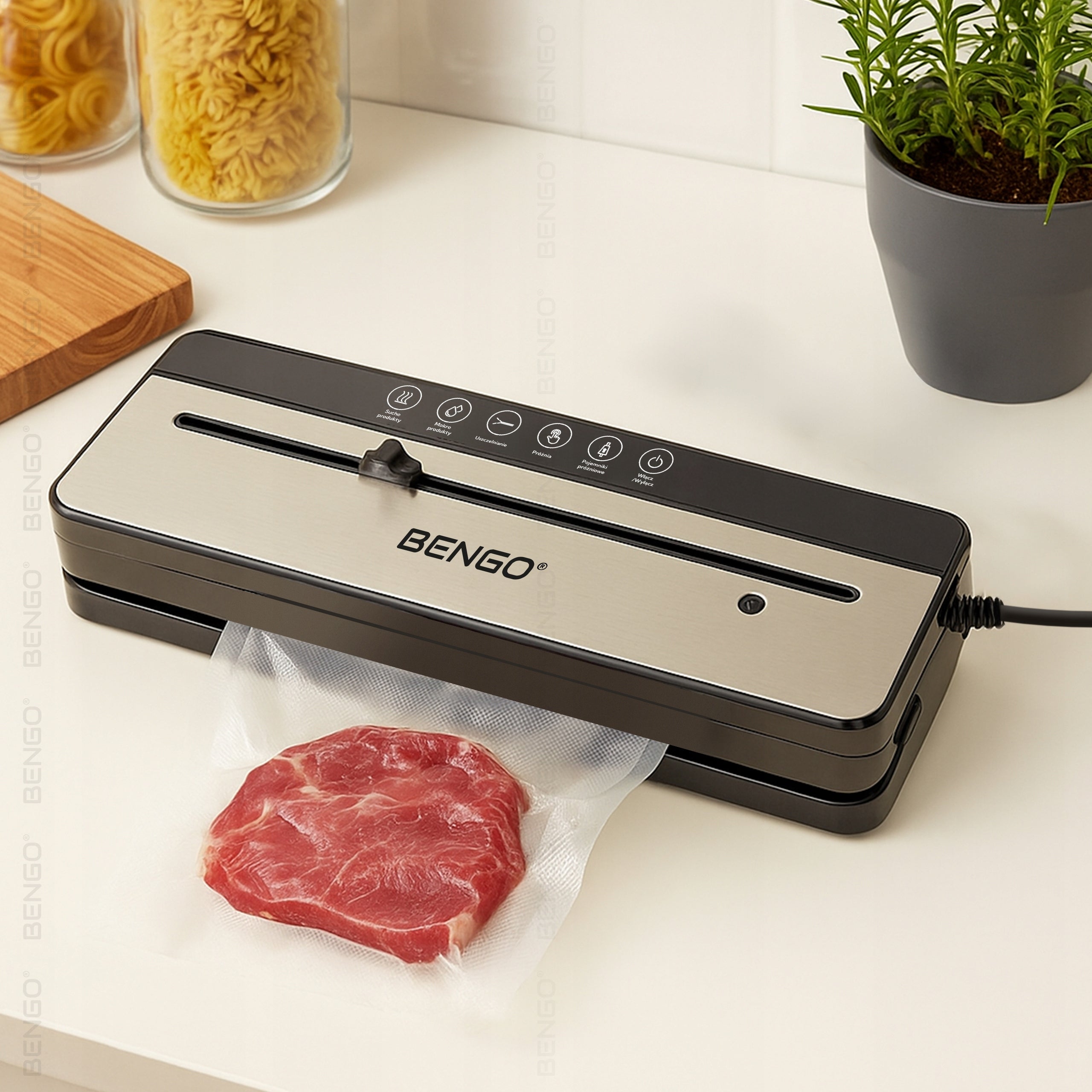 Vacuum Welding Machine Food Packing Machine Automatic Guillotine + Pouches Dominant color black