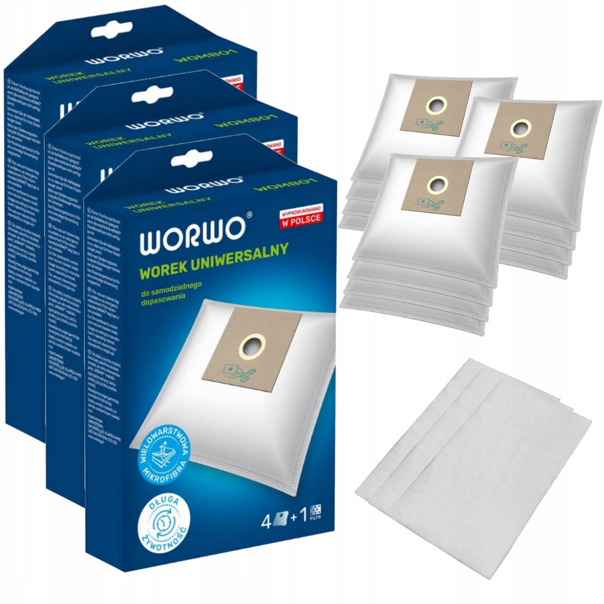 Vacuum cleaner BAGS UNIVERSAL microfiber BAG UNIVERSAL WORWO 12pcs