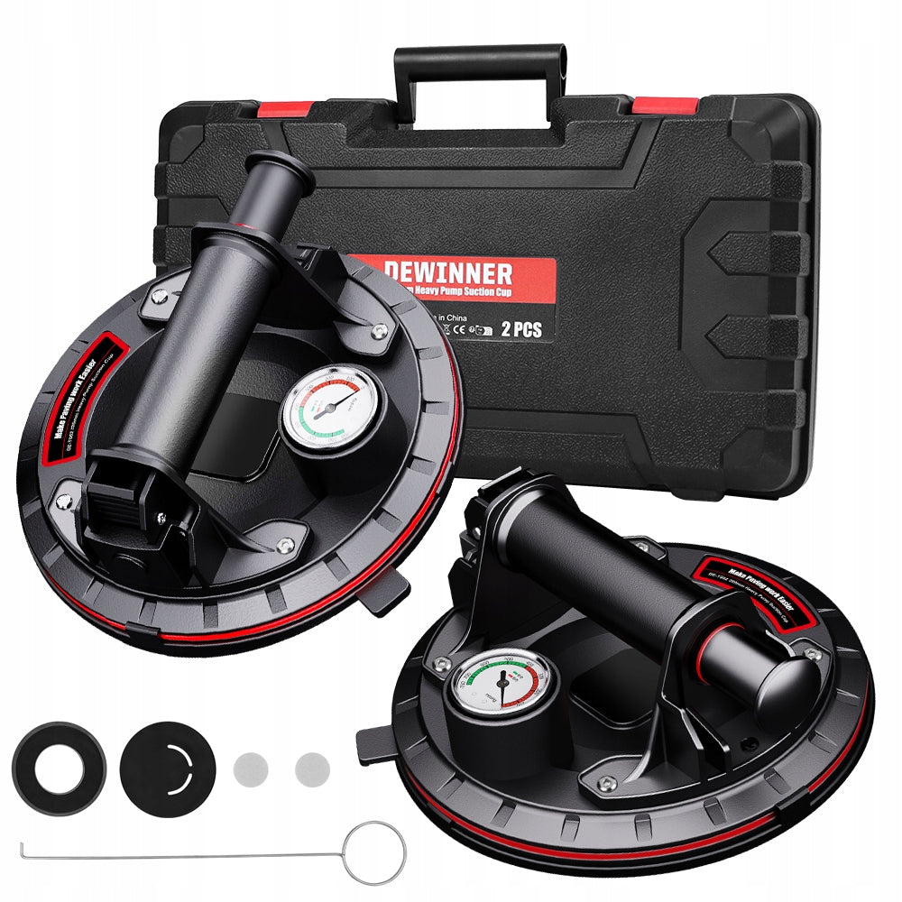 Vacuum suction cup with pressure gauge for glass tiles x2 300KG fit
