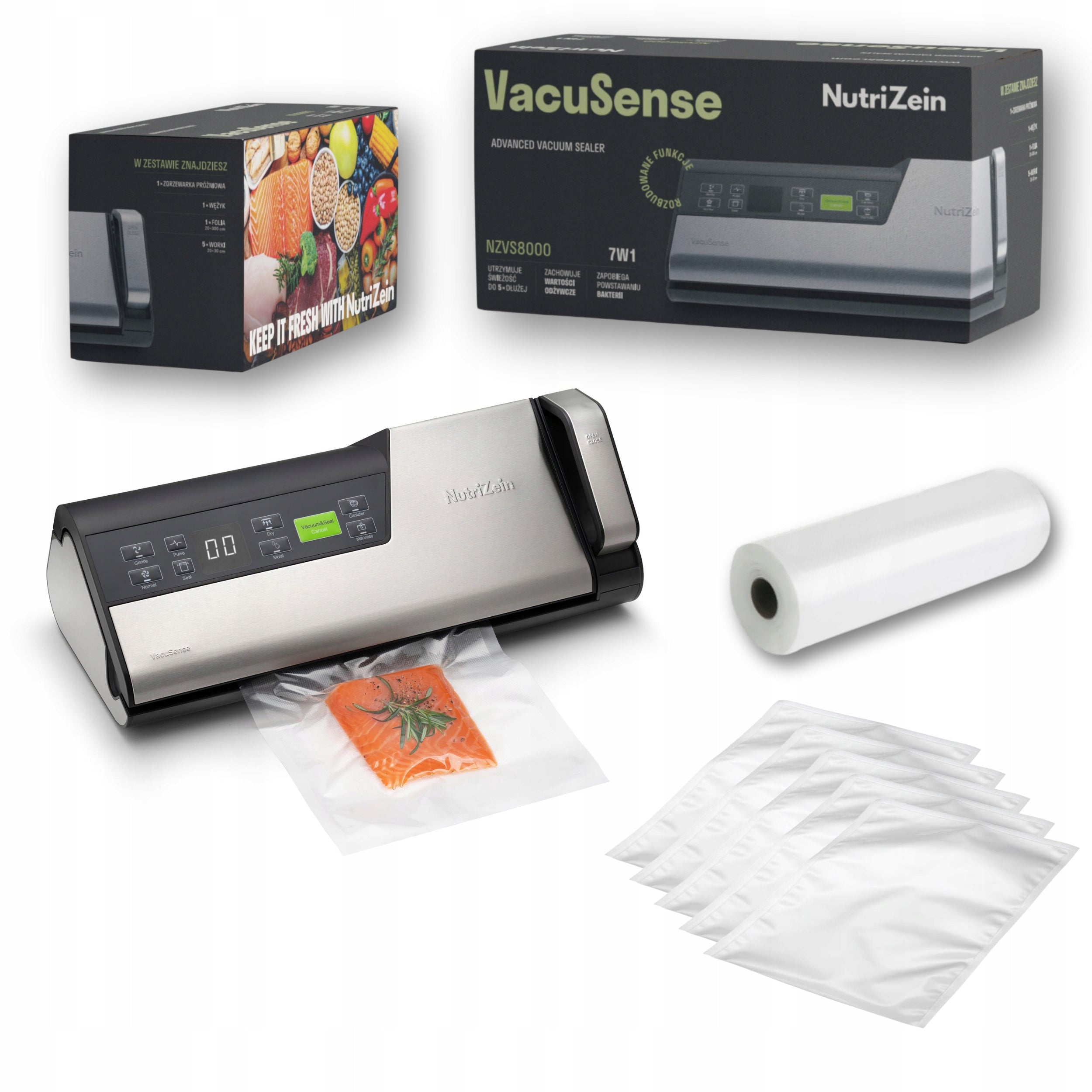 Vacuum welding machine NutriZein NZVS8000 VacuSense 140W double seal 7in1 Brand NutriZein