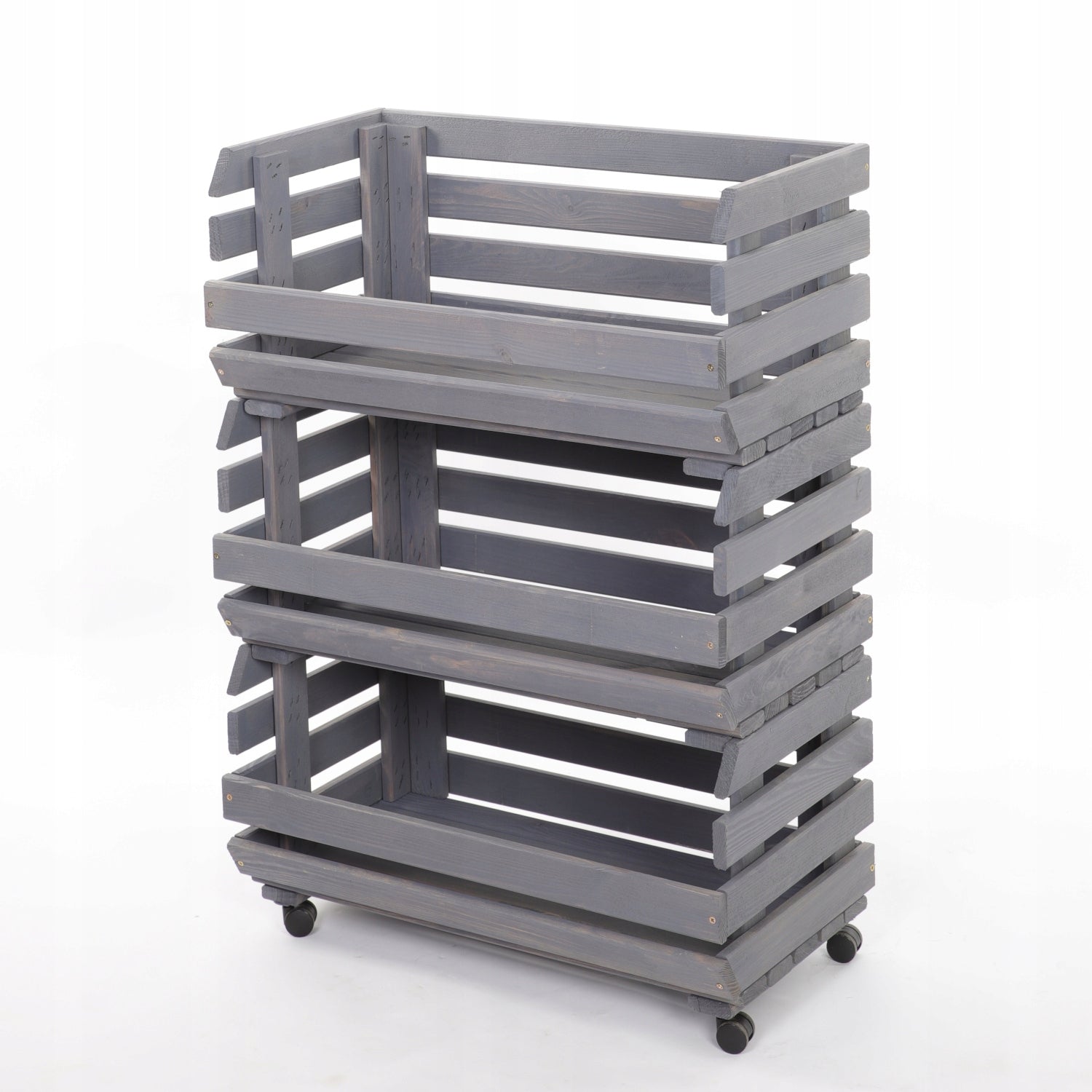 Vegetable rack box on wheels 3 boxes impregnation 81x60x30 Packaging status original