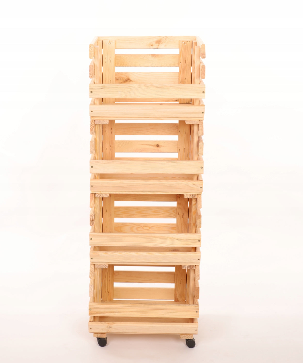 Vegetable rack wooden rack boxes on wheels 4 boxes 106x40x30 Manufacturer code RAWA_106X37X30_N4K1