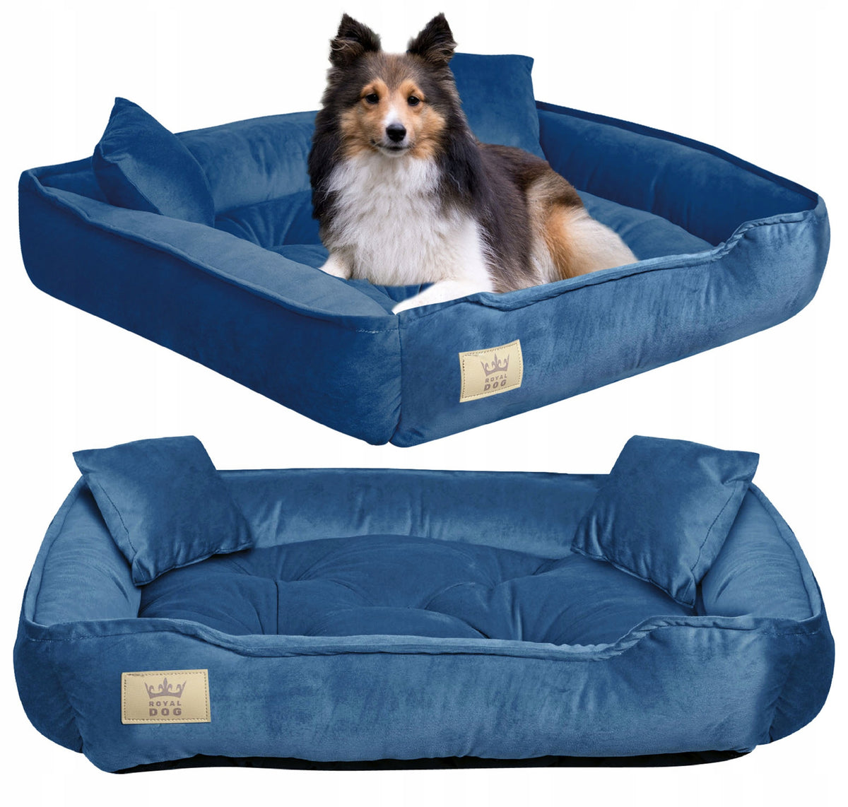 Velour Bed for Cat Dog Bedding Couch Playpen 100x75 cm Blue