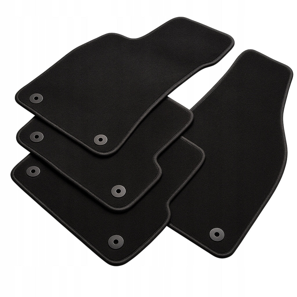 Velour Car Rugs + Stoppers, Custom-made for Car, Thick, Black