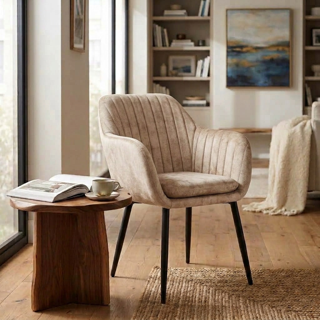 Velour Chair Glamour Upholstered Chair Scandinavian Beige For Living Room Packaging status original