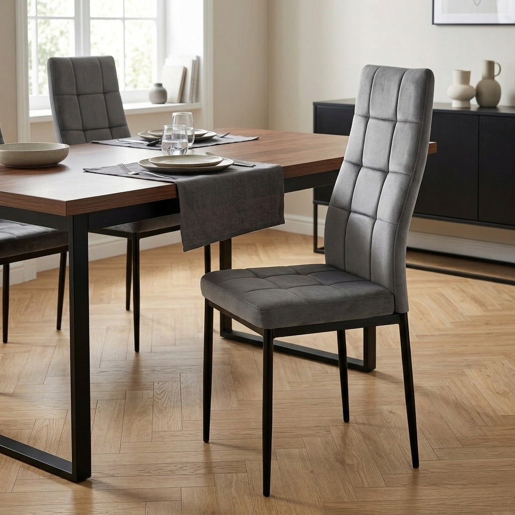 Velour Chair Grey Upholstered Dining Room for Living Room Kitchen Dining Room Packaging status original