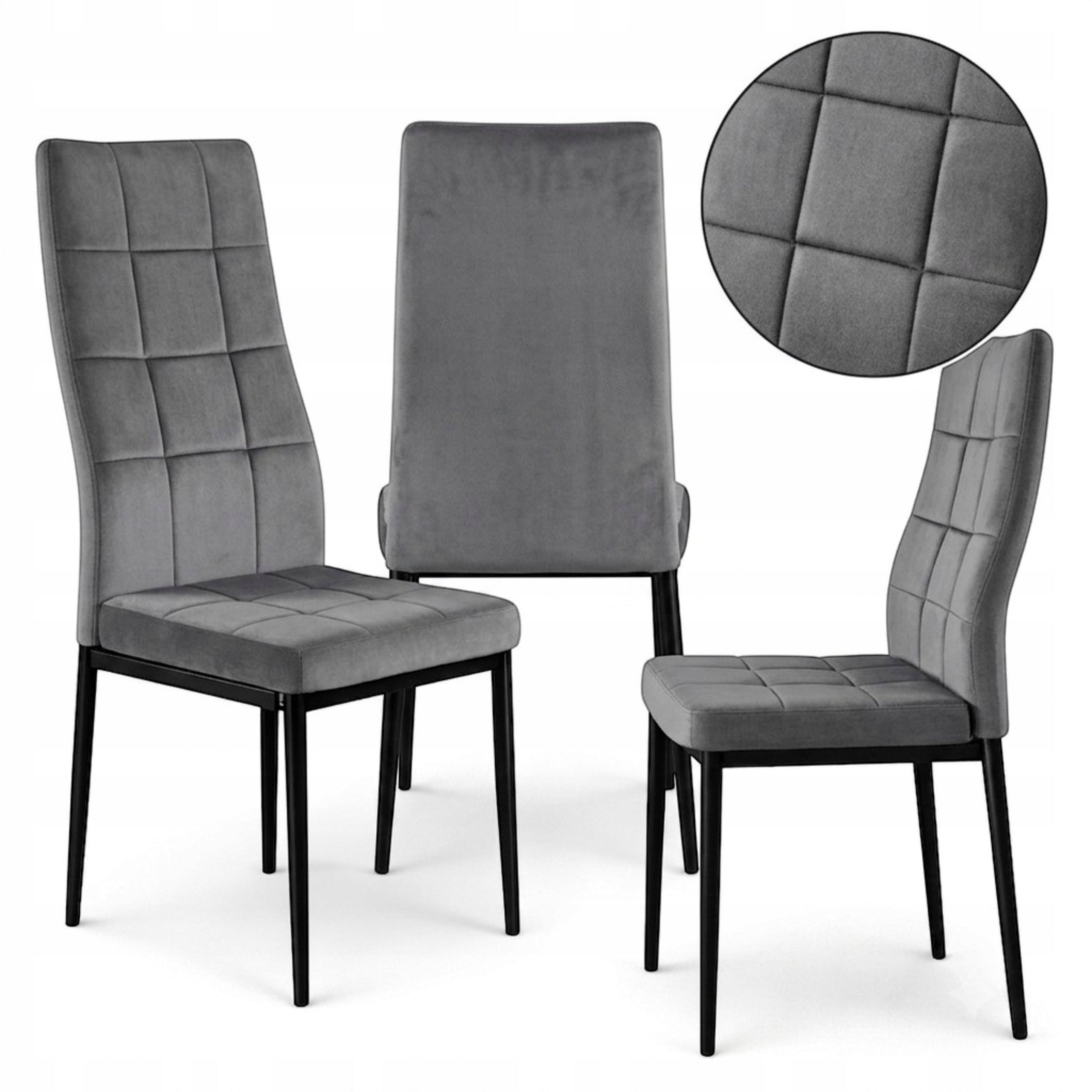 Velour Chair Grey Upholstered Dining Room for Living Room Kitchen Dining Room
