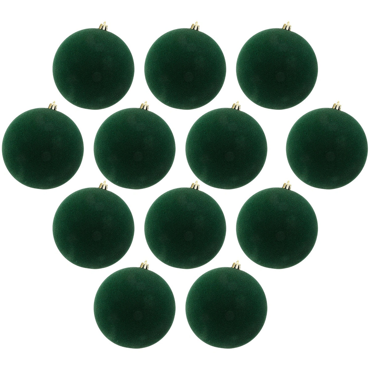 Velour Christmas balls 6 cm dark green plastic 12 pcs in a tube
