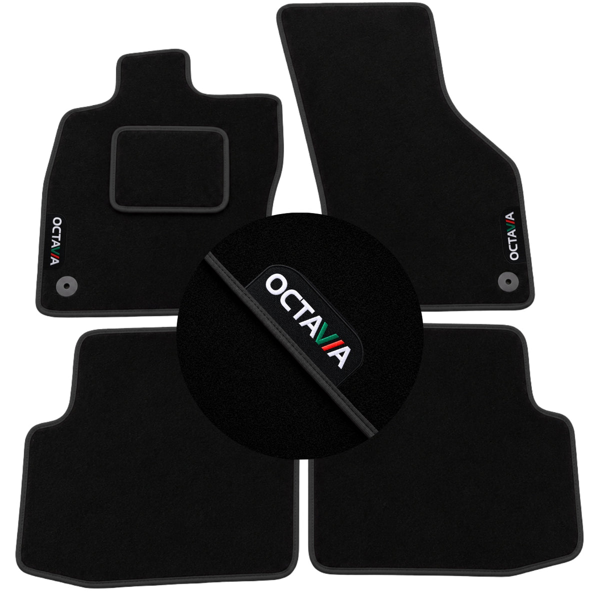 Velour Rugs SKODA OCTAVIA Thick Velour Mats for Car EMBROIDERY OCTAVIA RS NB
