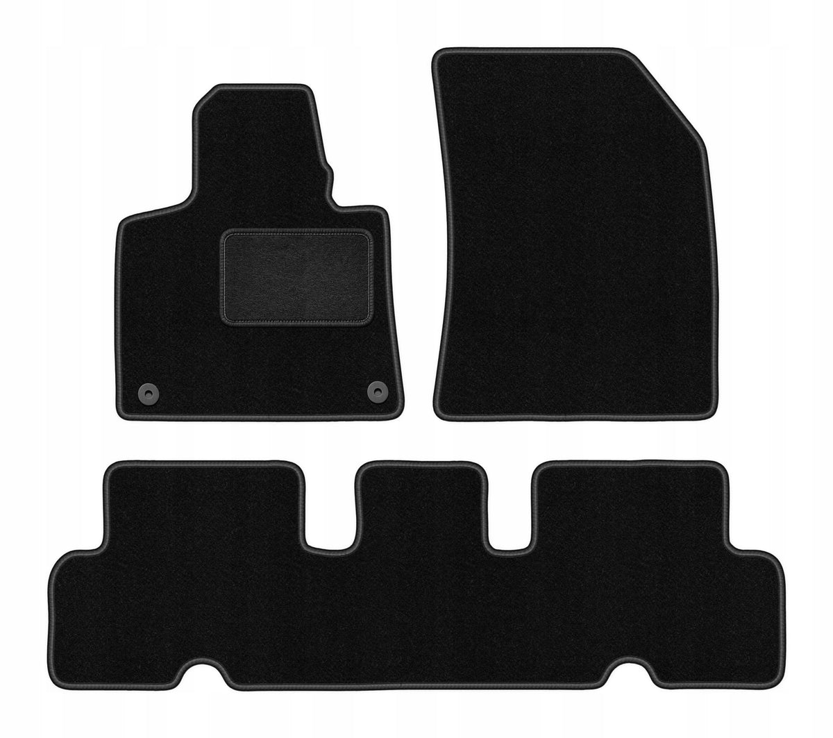 Velour rugs for Citroen C4 Picasso II 2013- set LUX black 3 pcs.