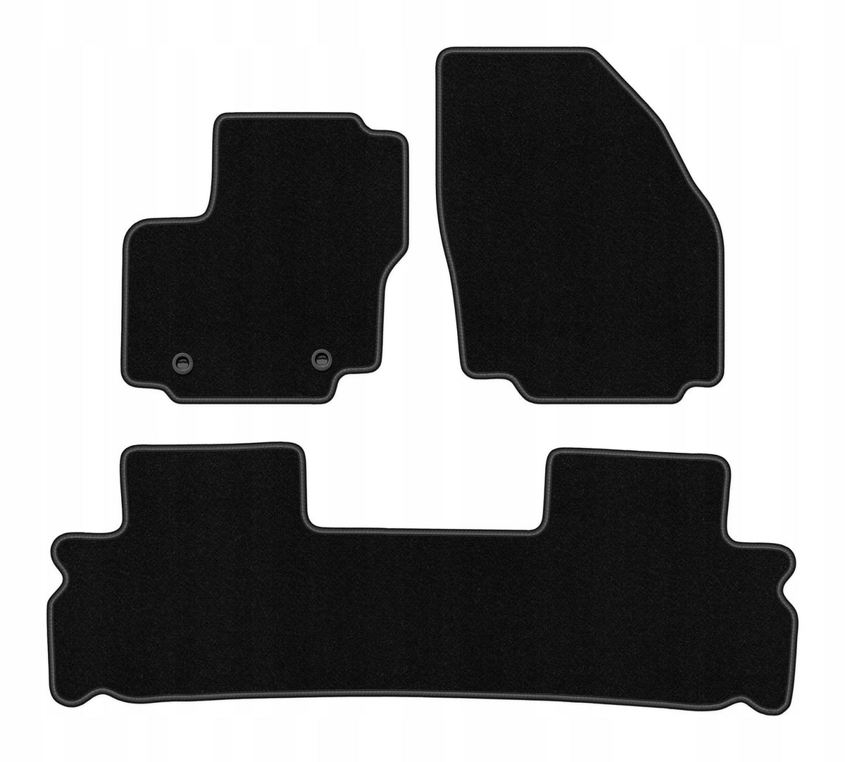 Velour rugs for Ford S-MAX MK1 2006-2012 set BASIC black 3 pcs.