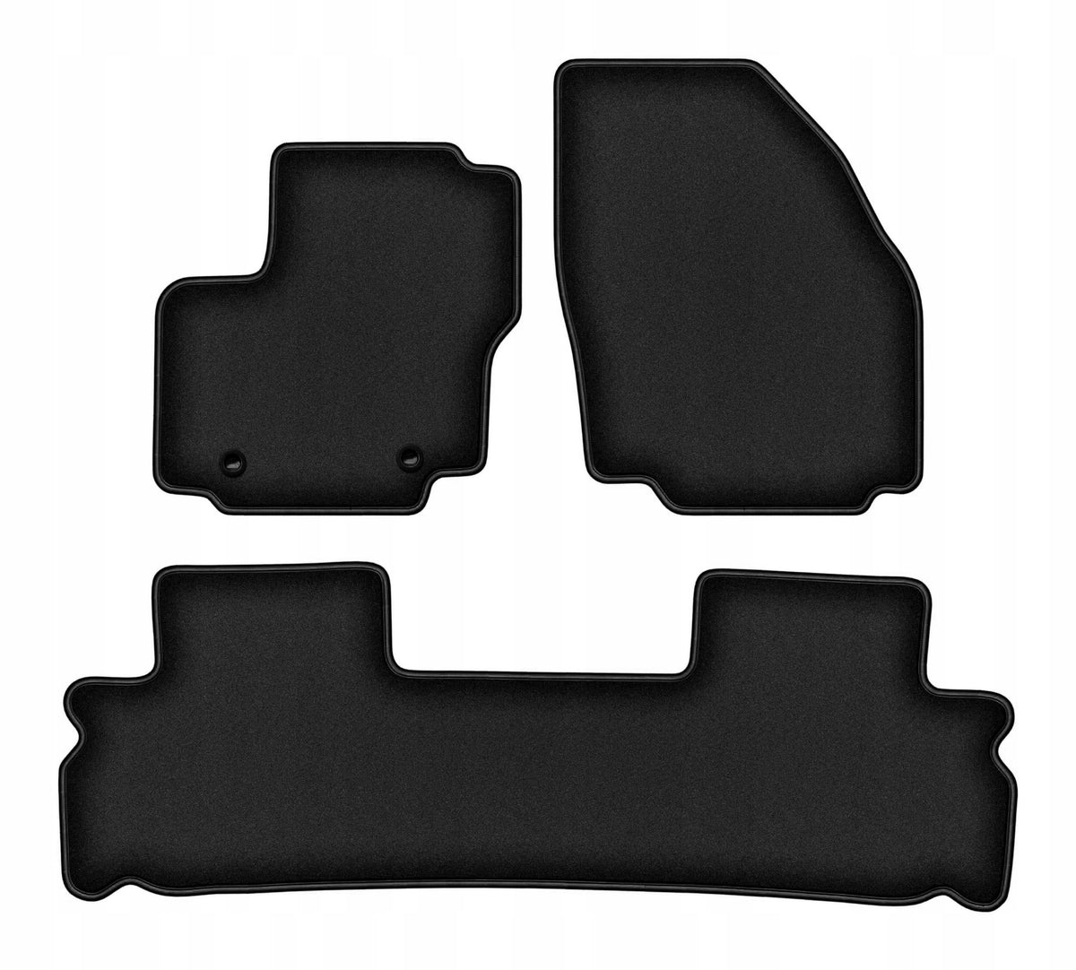 Velour rugs for Ford S-MAX MK1 2006-2012 set DURBAN black 3 pcs.