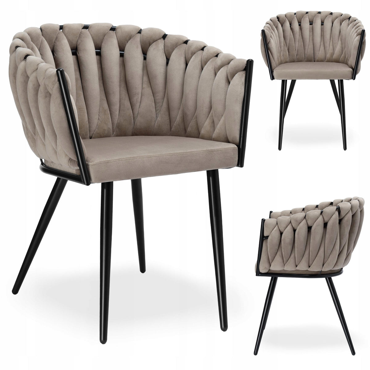 Velvet Chair Braided Upholstered For Dining Room Dressing Table