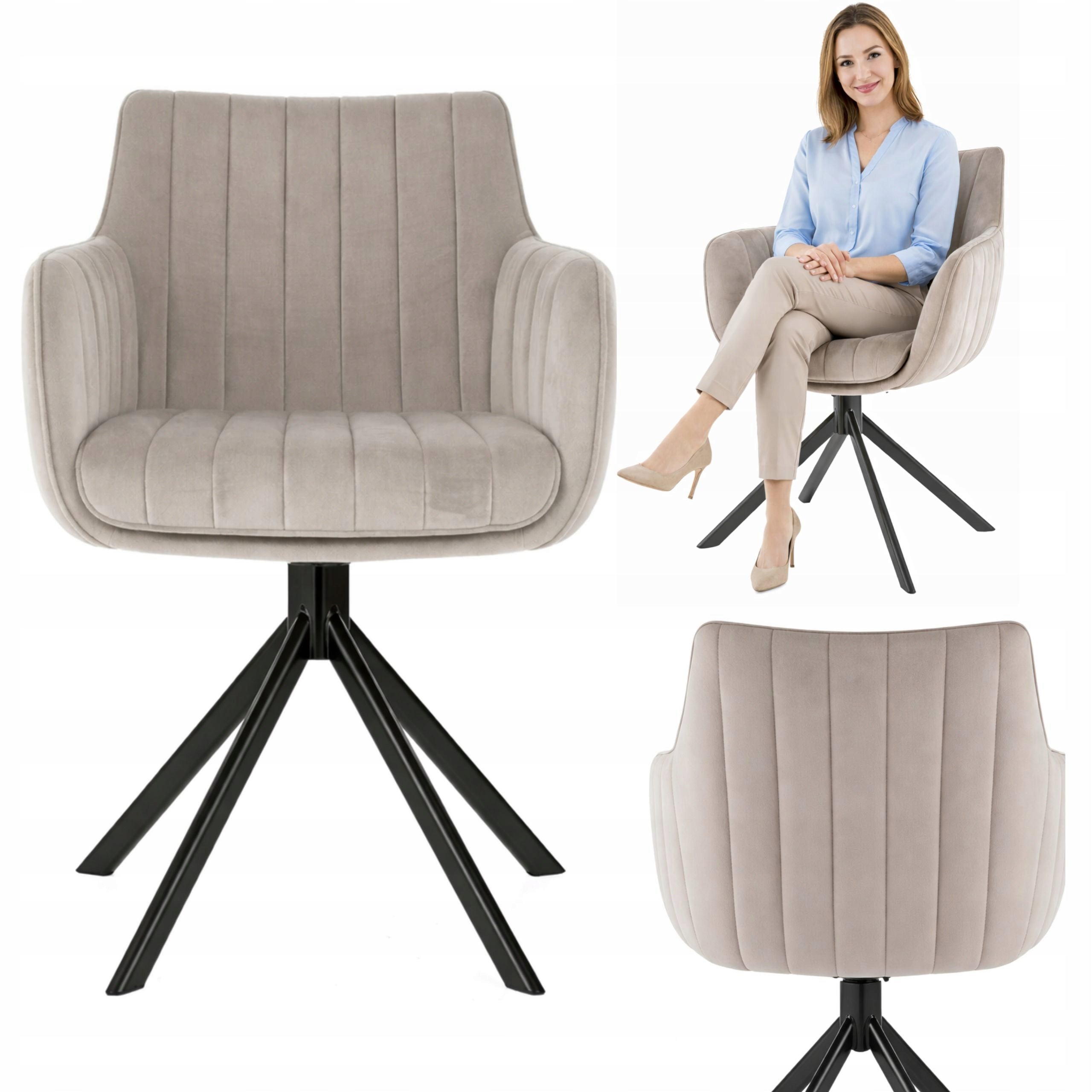 Velvet Swivel Chair Desk Dining Room Chair UPHOLSTERED