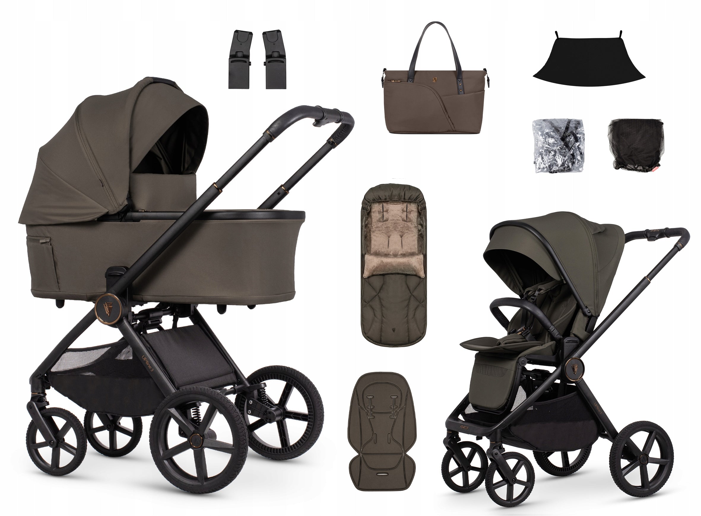 Venicci Upline 3 multifunctional 2in1 folding stroller with gondola | Truffle