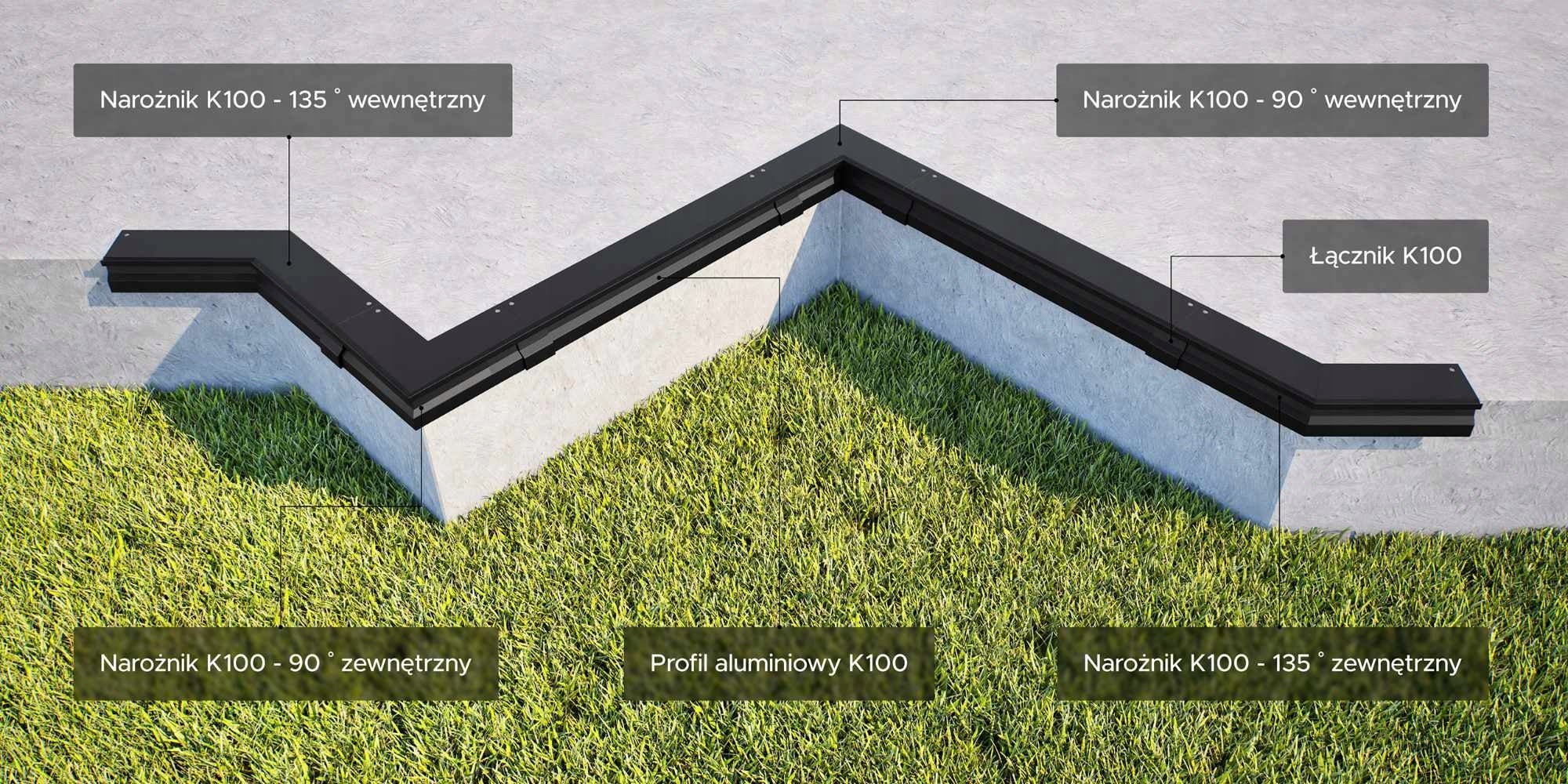 Ventilation Hood Profile ALU K100 for Balcony Terrace TILES RESIN Black 2m RAL 9005 Product weight with unit packaging 2 kg