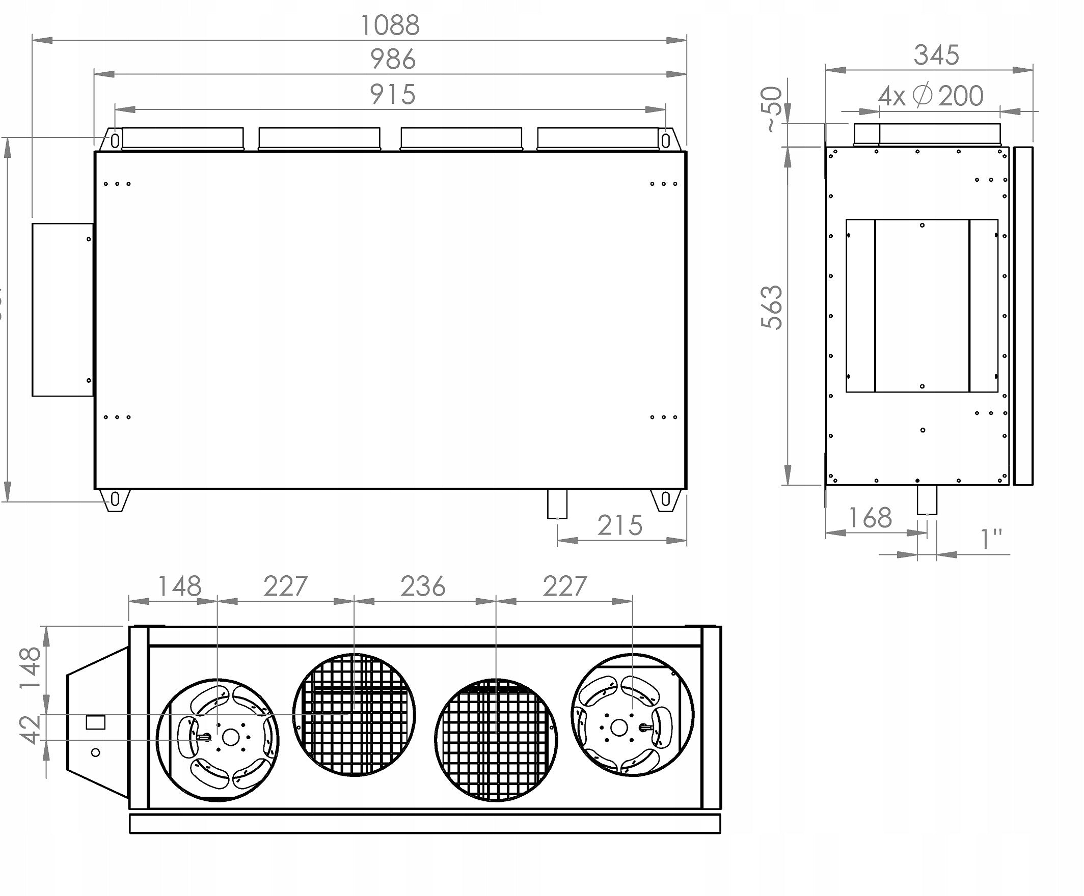 Ventilation Unit Recuperator 250m3/h to 100m2 Batteries included no