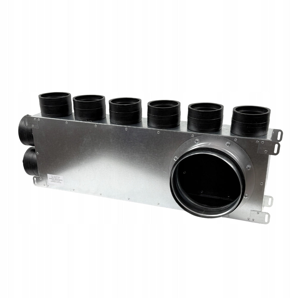 Ventilation corner distribution box with revision fi160 / 8x75mm Manufacturer code E-KRR-8X75/160-OC (6+2)