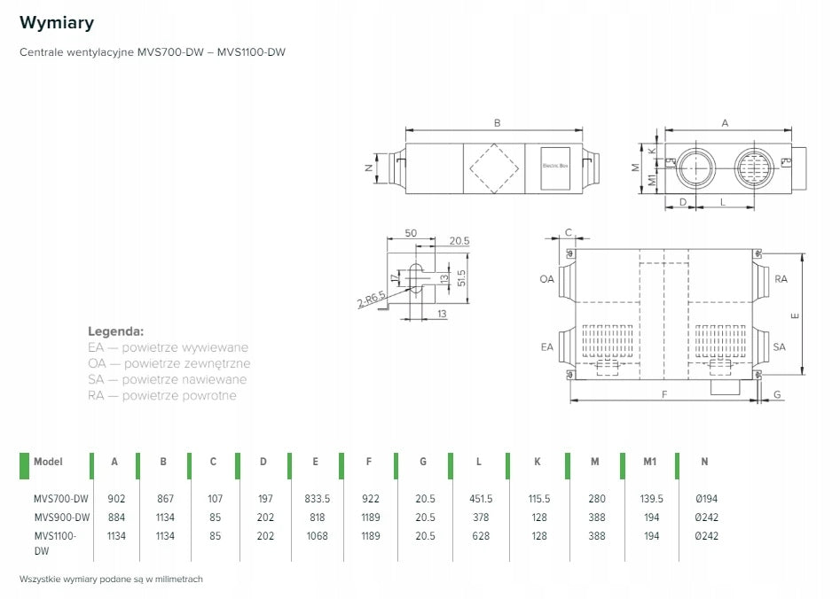 Ventilation unit recuperator Mycond MVS700-DW Batteries included yes