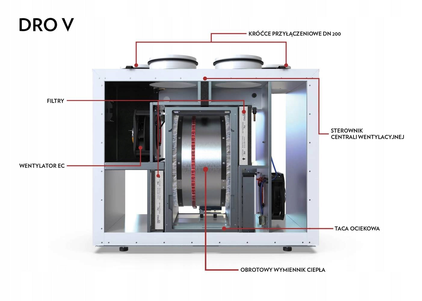 Ventilation unit recuperator capacity 350 m3/h DEFRO REKU-DRO-350-V Manufacturer code DRO350V