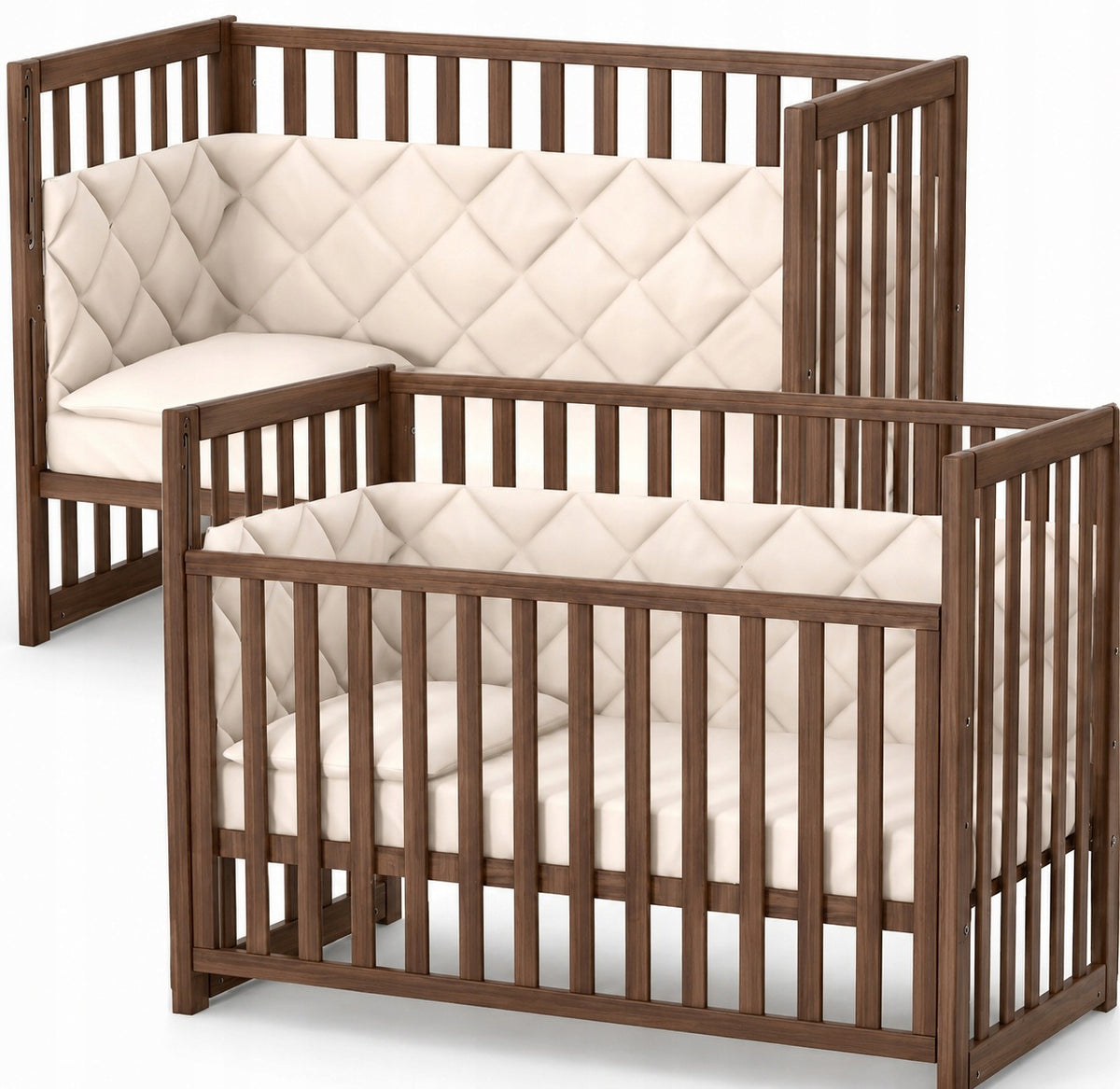 Veres LD13 wooden cot 120x60 cm lowered side & teether, W Brown