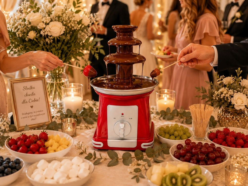 Verk 07554 Čokoládová fontána fondue, 3 úrovně, 65 W, 230 V, 50 Hz, červená Brand Verk Group