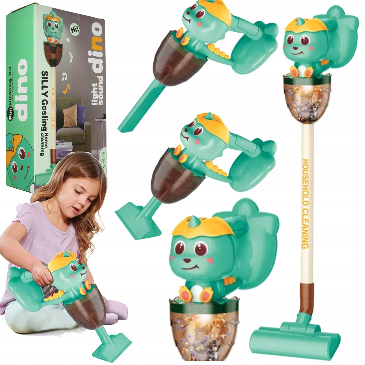Vertical Vacuum Cleaner for Kids with Sound Handheld Suction Function Led Sound