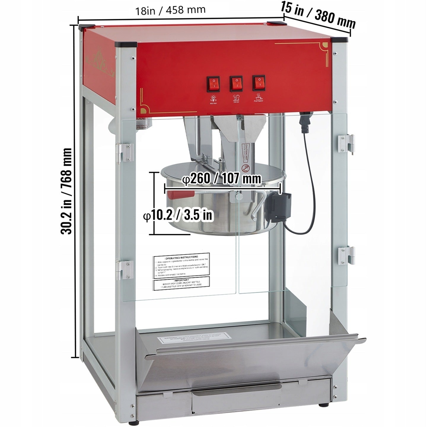 Vevor Urządzenie do popcornu SucceBuy NP16T czerwony 1440 W Manufacturer code TSBM12OZ1440