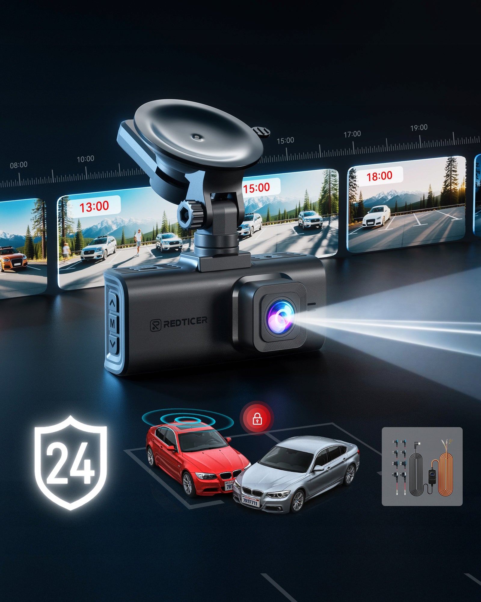 Video Recorder REDTIGER F7NT 4K Dual Dash Cam 128GB Touch Screen GPS Viewing angle 170°