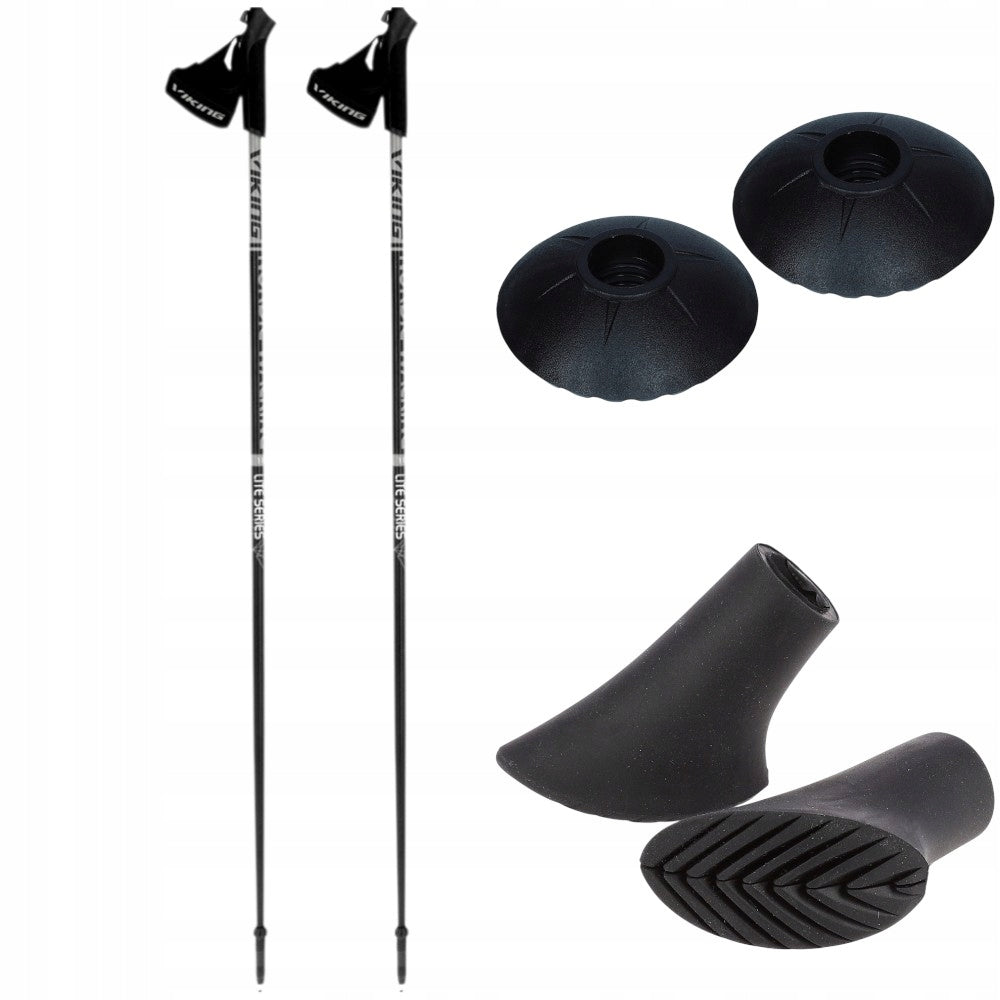 Viking Lite PRO Nordic Walking Aluminium Sticks 110cm 158g Black and Grey