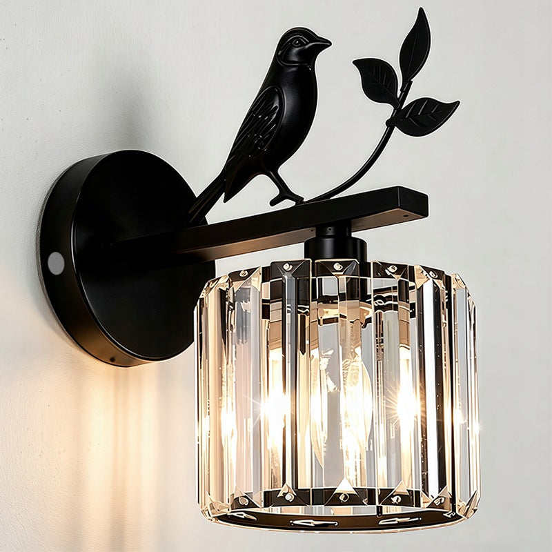 Vintage Clear Glass Bird Wall Lamp Modern Metal E27 Sconce Bedroom Fixture