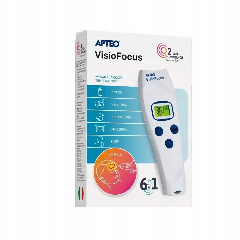 Visiofocus LCD Cordless 6in1 Non-Contact Thermometer with Fever Alarm
