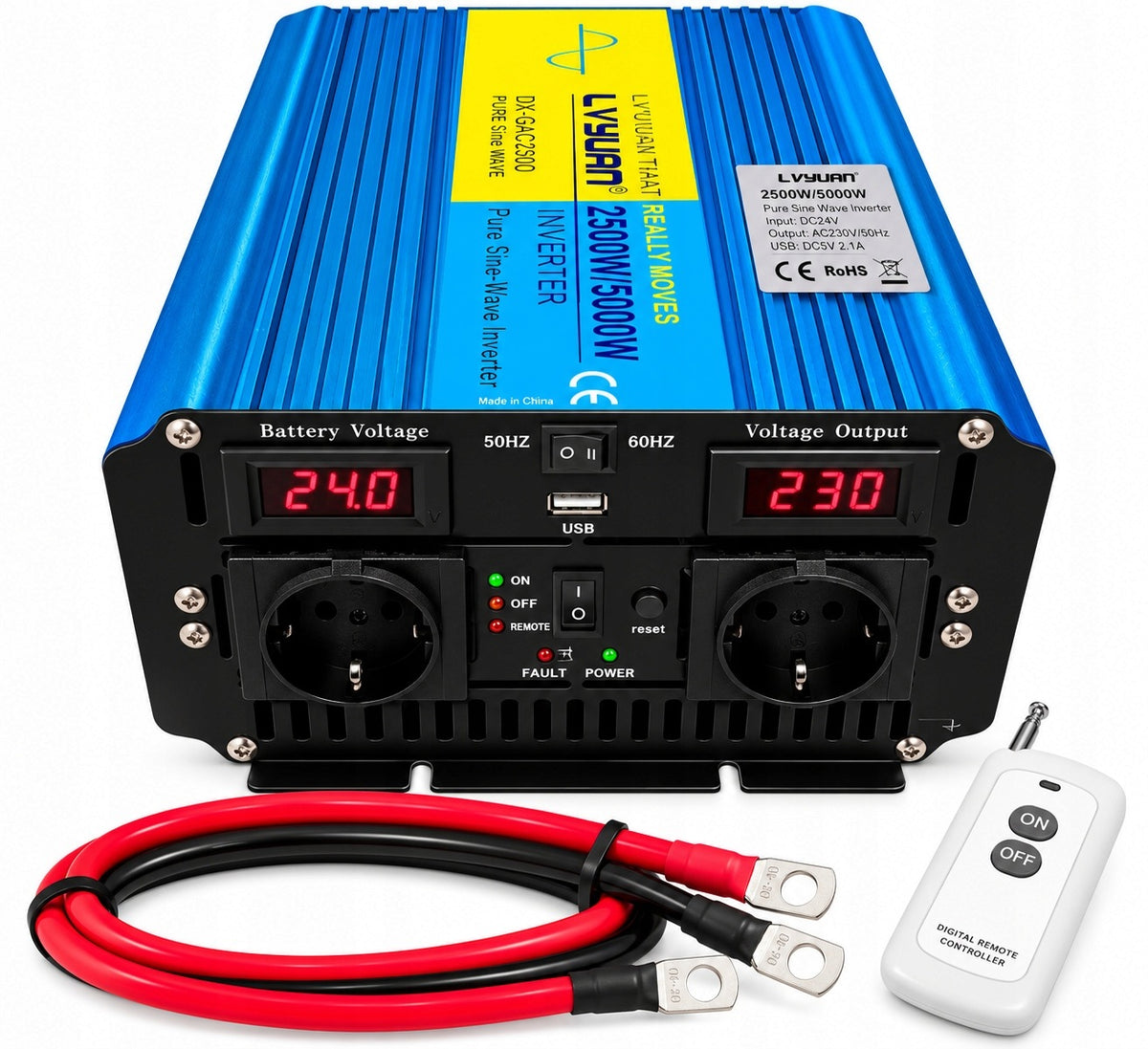 Voltage Converter 24V 2500/5000W 60 Hz LVYUAN Remote Control Effective power 2500 W