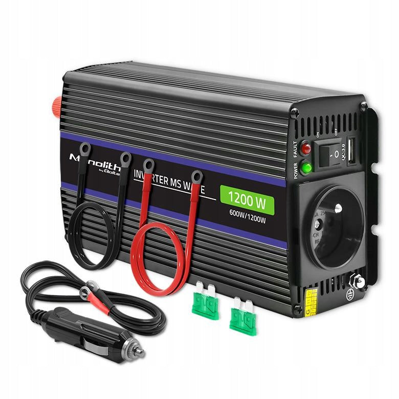 Voltage converter Qoltec Monolith 1200 MS Wave | 12V to 230V | 600/1200
