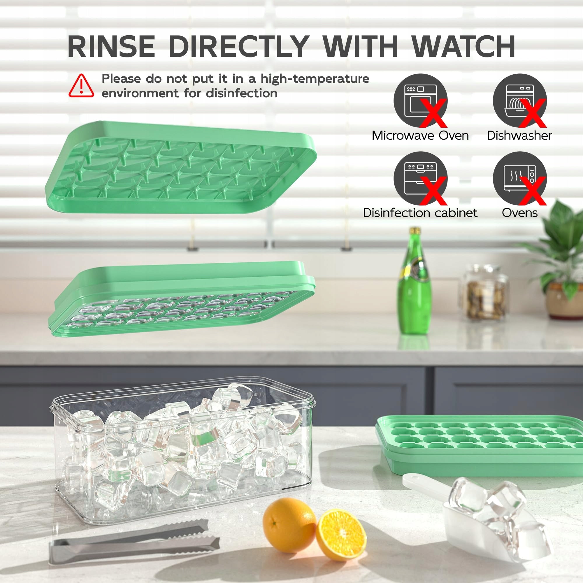 Vrent Ice Cube Set with Lid 56 Pieces Green Brand no brand