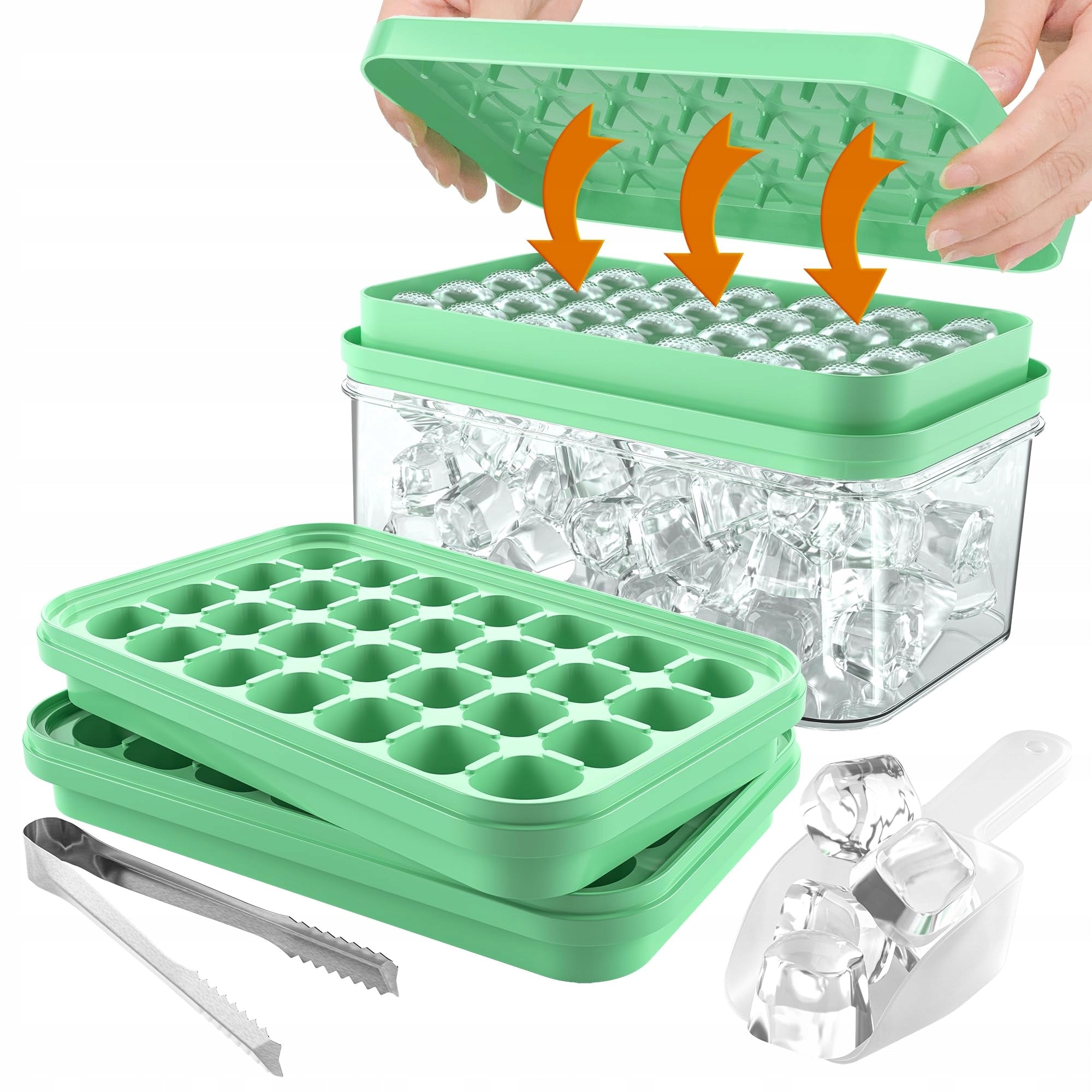 Vrent Ice Cube Set with Lid 56 Pieces Green