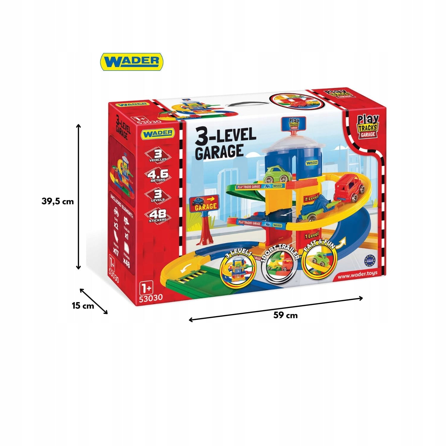 WADER 53030 Play Tracks Garage 3 levels set parking Vehicles for children Brand Wader
