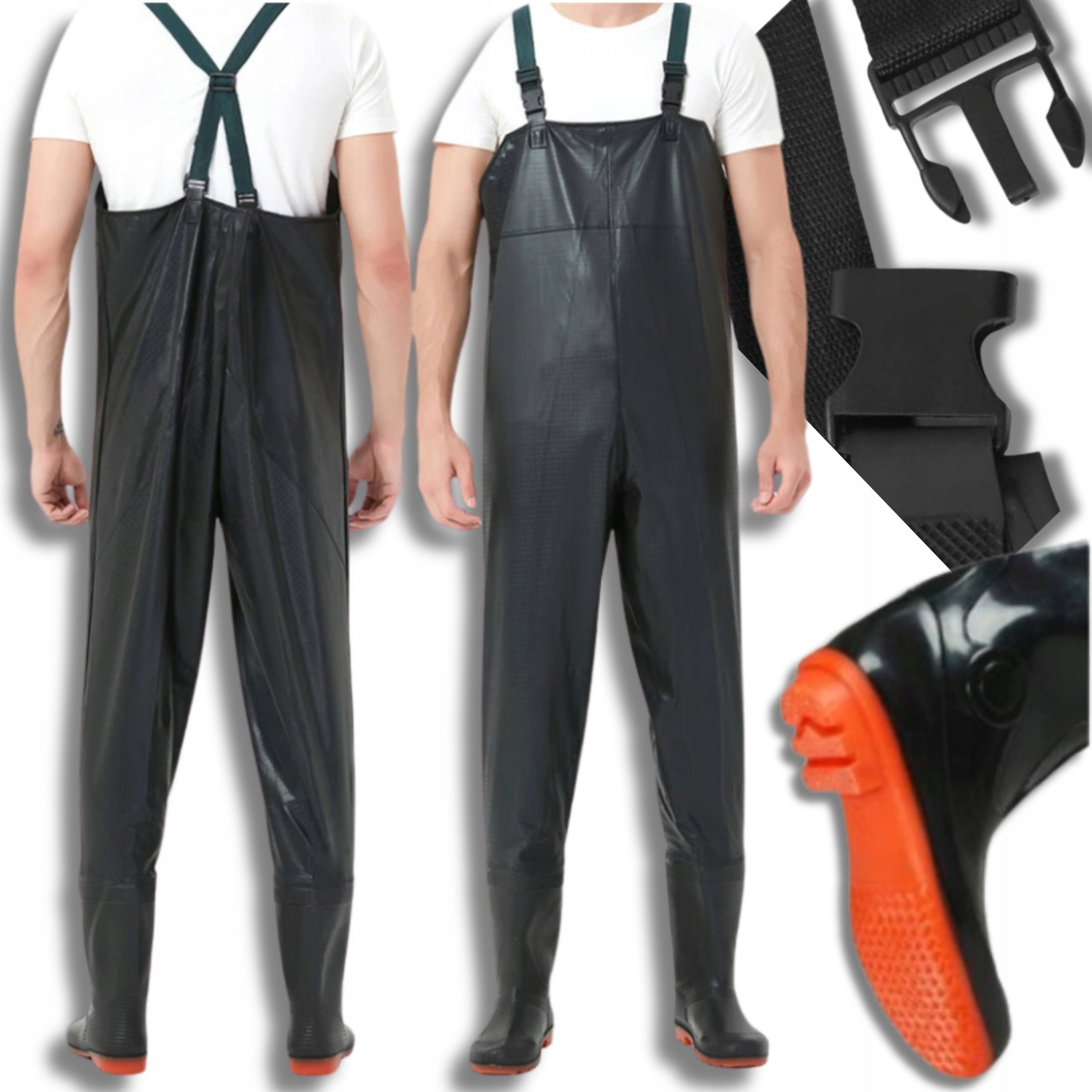 WADERS FISHING SHOES TROUSERS NON-SLIP FISHING RUBBER SUSPENDERS 42 Manufacturer code M442 Wodery Spodniobuty Wędkarskie Spodnie