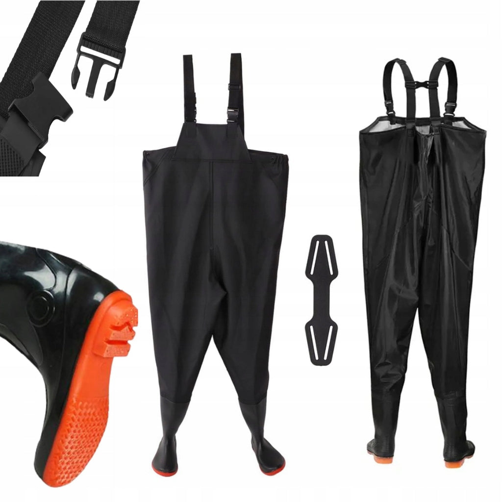 WADERS FISHING TROUSERS NON-SLIP PVC SUSPENDERS SIZE 47 290238
